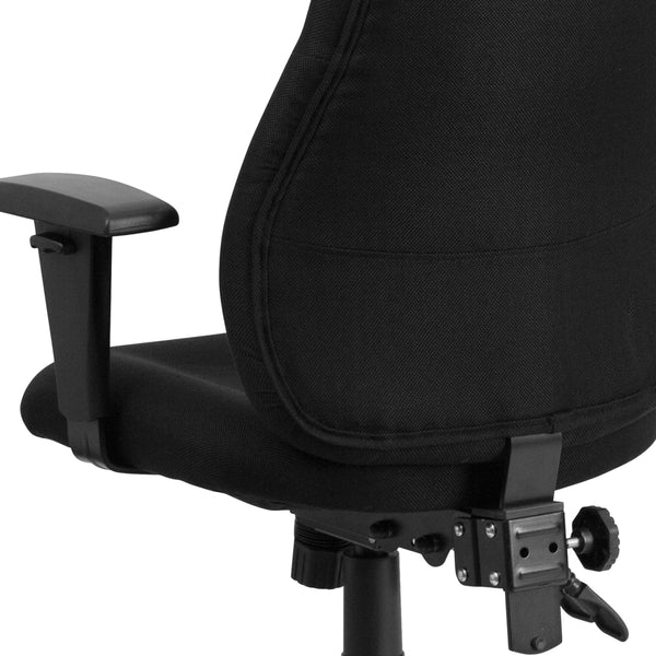 Mid-Back Black Fabric Multifunction Swivel Ergonomic Chair with Back Adjustment