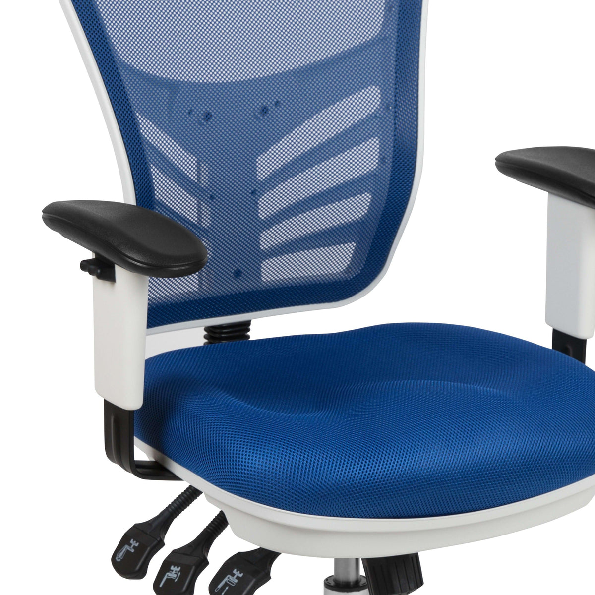 Blue Mesh/White Frame |#| Mid-Back Blue Mesh/White FrameMultifunction Ergonomic Office Chair with Arms