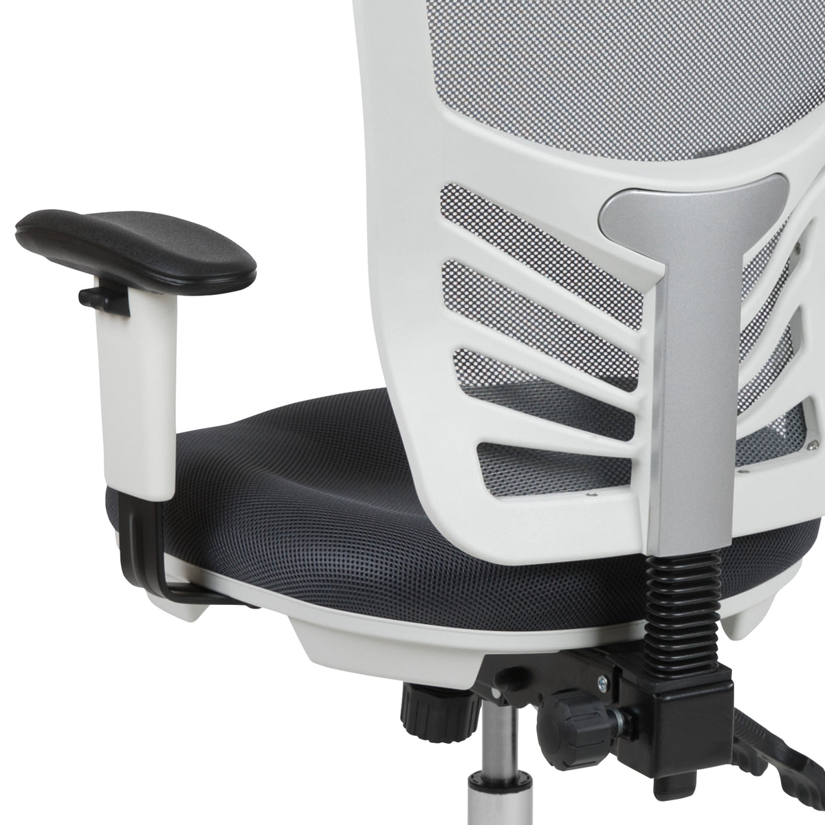 Dark Gray Mesh/White Frame |#| Mid-Back Dark Gray Mesh/White FrameMultifunction Ergonomic Office Chair w/ Arms