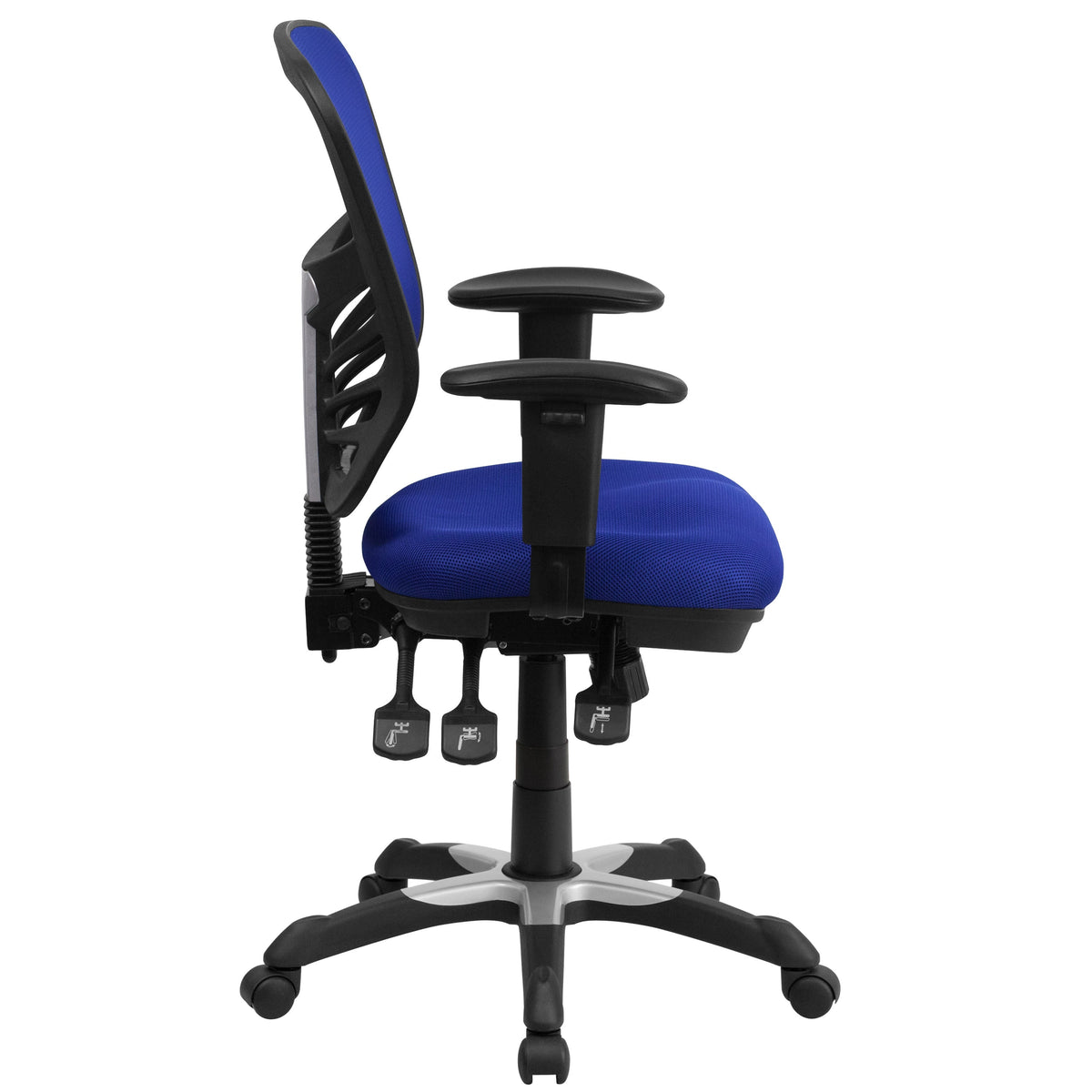 Blue/Black Frame |#| Mid-Back Blue Mesh Multifunction Ergonomic Office Chair with Adjustable Arms