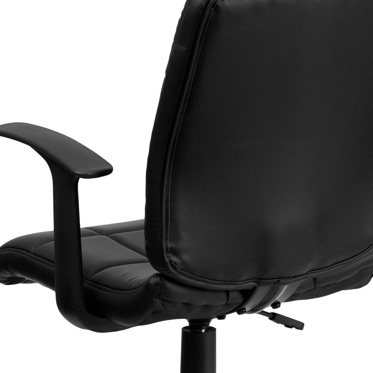 Black |#| Mid-Back Black Quilted Vinyl Swivel Task Office Chair with Arms - Home Office