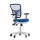 Blue Mesh/White Frame |#| Mid-Back Ergonomic Multifunction Mesh Chair with Polyurethane Wheels-Blue