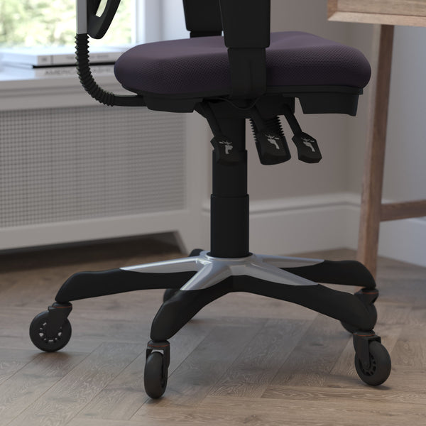 Dark Gray/Black Frame |#| Mid-Back Ergonomic Multifunction Mesh Chair with Polyurethane Wheels-Black