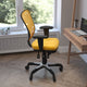 Yellow-Orange/Black Frame |#| Mid-Back Ergonomic Multifunction Mesh Chair with Polyurethane Wheels-Yellow