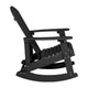 Black |#| Set of 2 Poly Resin Adirondack Rocking Chairs in Black & 22inch Round Fire Pit