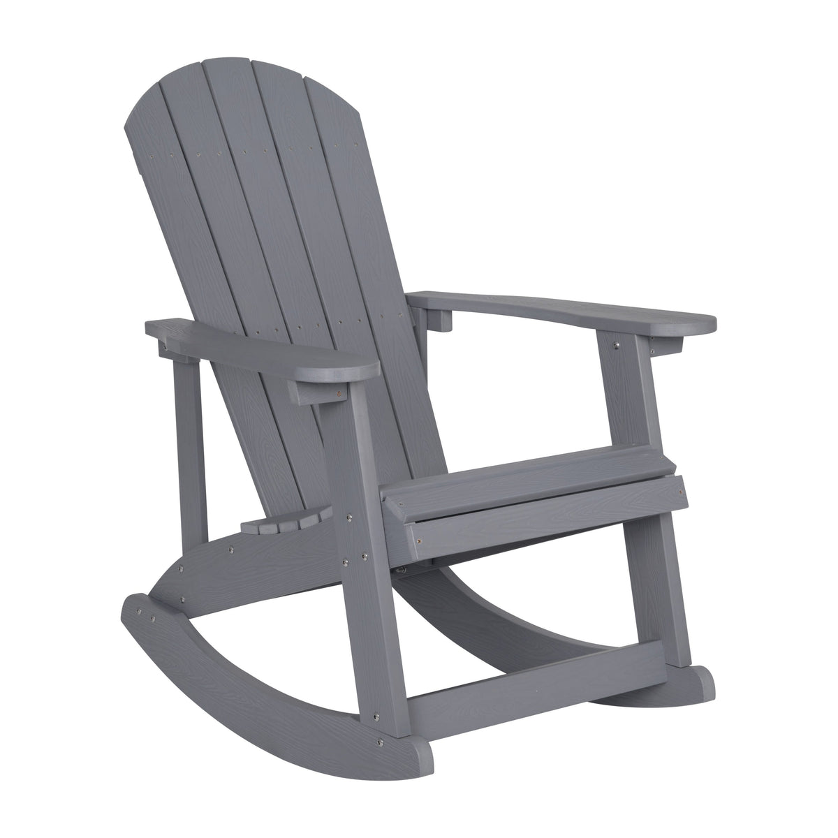 Gray |#| Set of 2 Poly Resin Adirondack Rocking Chairs in Gray & 22inch Round Fire Pit