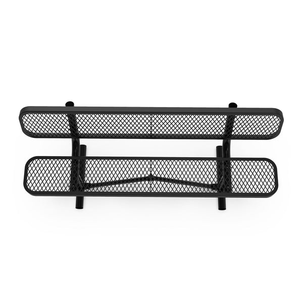 Black |#| Commercial Grade 6' Expanded Mesh Metal Outdoor Bench with Backrest in Black