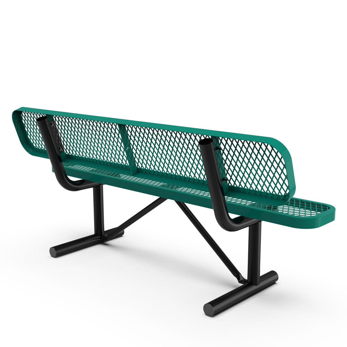 Green |#| Commercial Grade 6' Expanded Mesh Metal Outdoor Bench with Backrest in Green