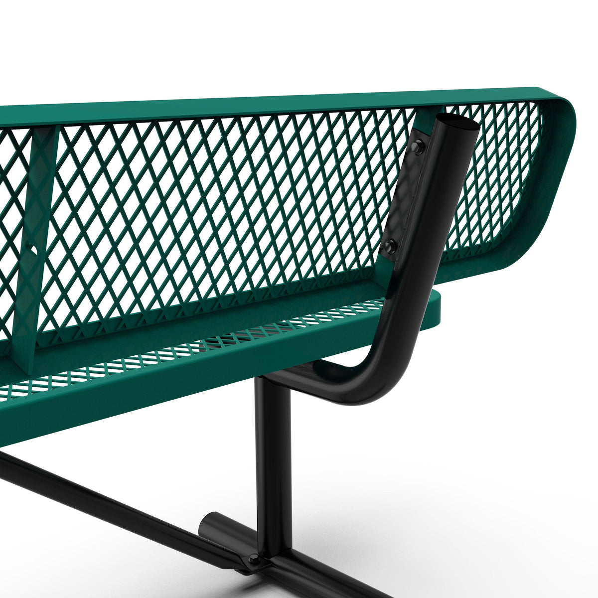 Green |#| Commercial Grade 6' Expanded Mesh Metal Outdoor Bench with Backrest in Green