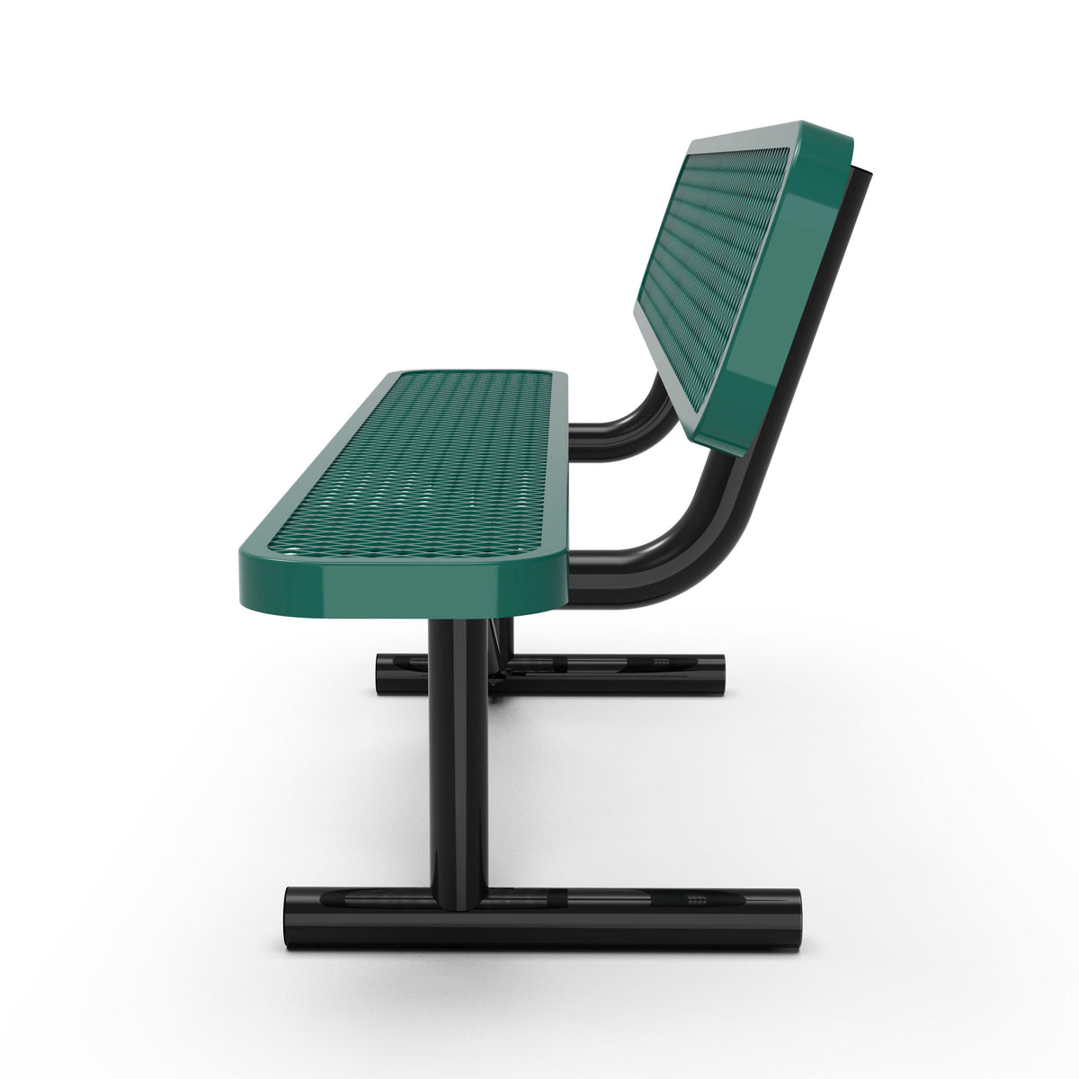 Green |#| Commercial Grade 6' Expanded Mesh Metal Outdoor Bench with Backrest in Green