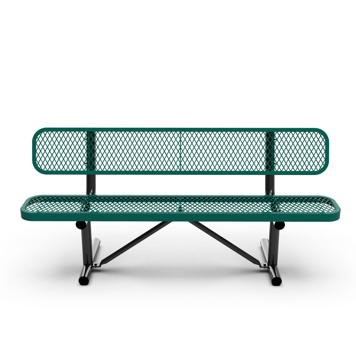 Green |#| Commercial Grade 6' Expanded Mesh Metal Outdoor Bench with Backrest in Green