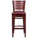 Burgundy Vinyl Seat/Mahogany Wood Frame |#| Slat Back Mahogany Wood Restaurant Barstool - Burgundy Vinyl Seat