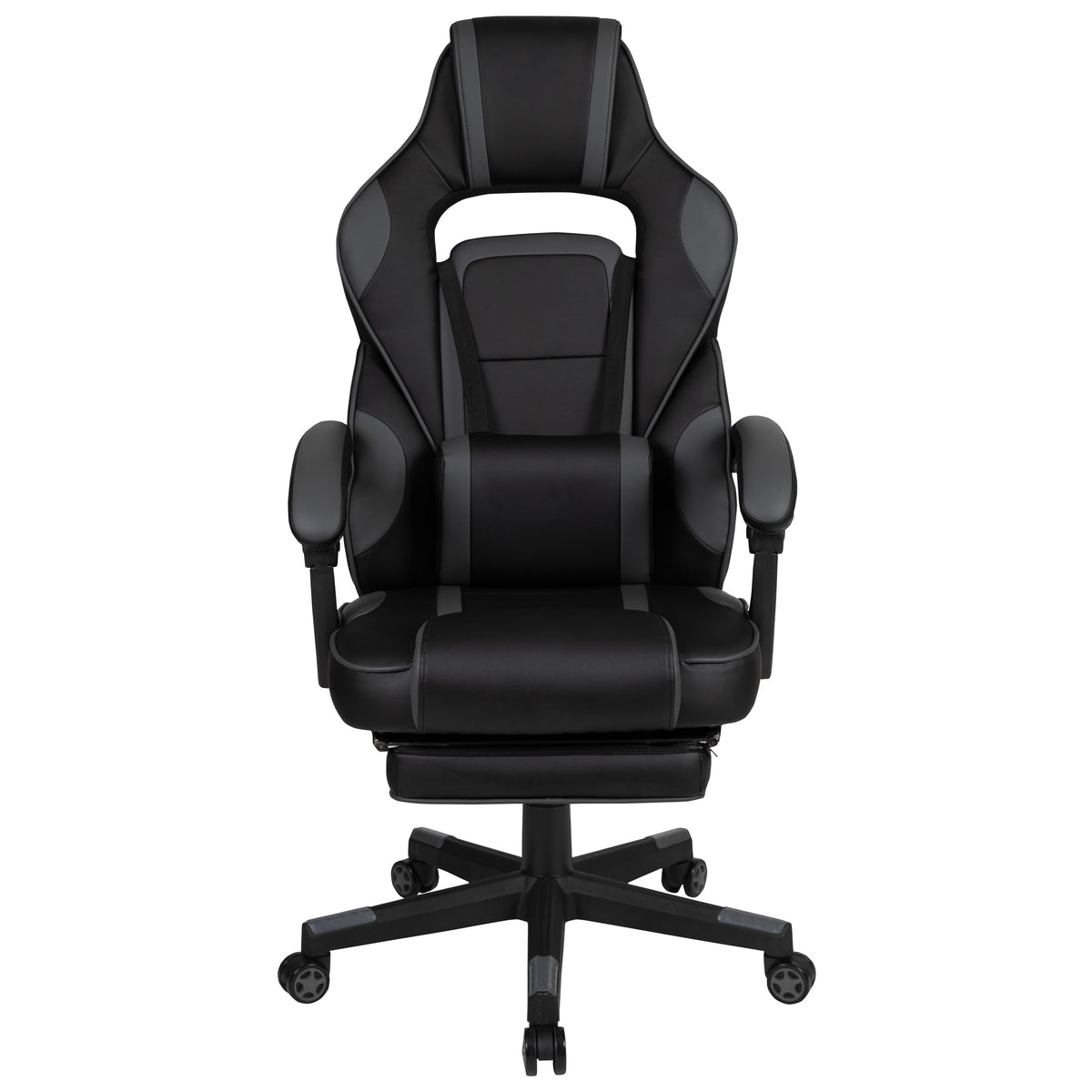 Black with Gray Trim |#| Black/Gray Ergonomic Gaming Chair -Recline Back/Arms, Footrest, Massaging Lumbar