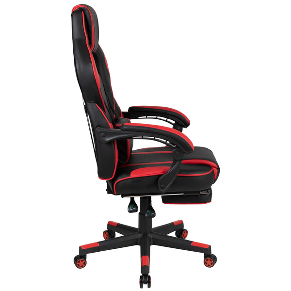 Black with Red Trim |#| Red Ergonomic Gaming Chair - Reclining Back/Arms, Footrest, Massaging Lumbar