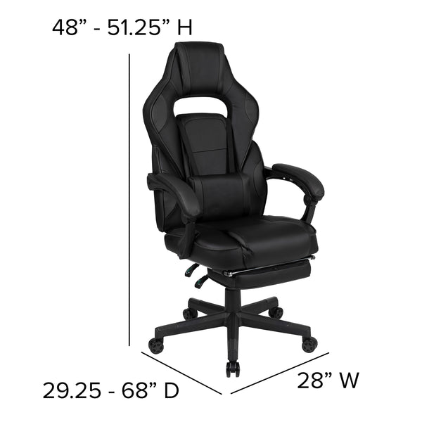 Black |#| Black Ergonomic Gaming Chair -Recline Back/Arms, Footrest, Massaging Lumbar