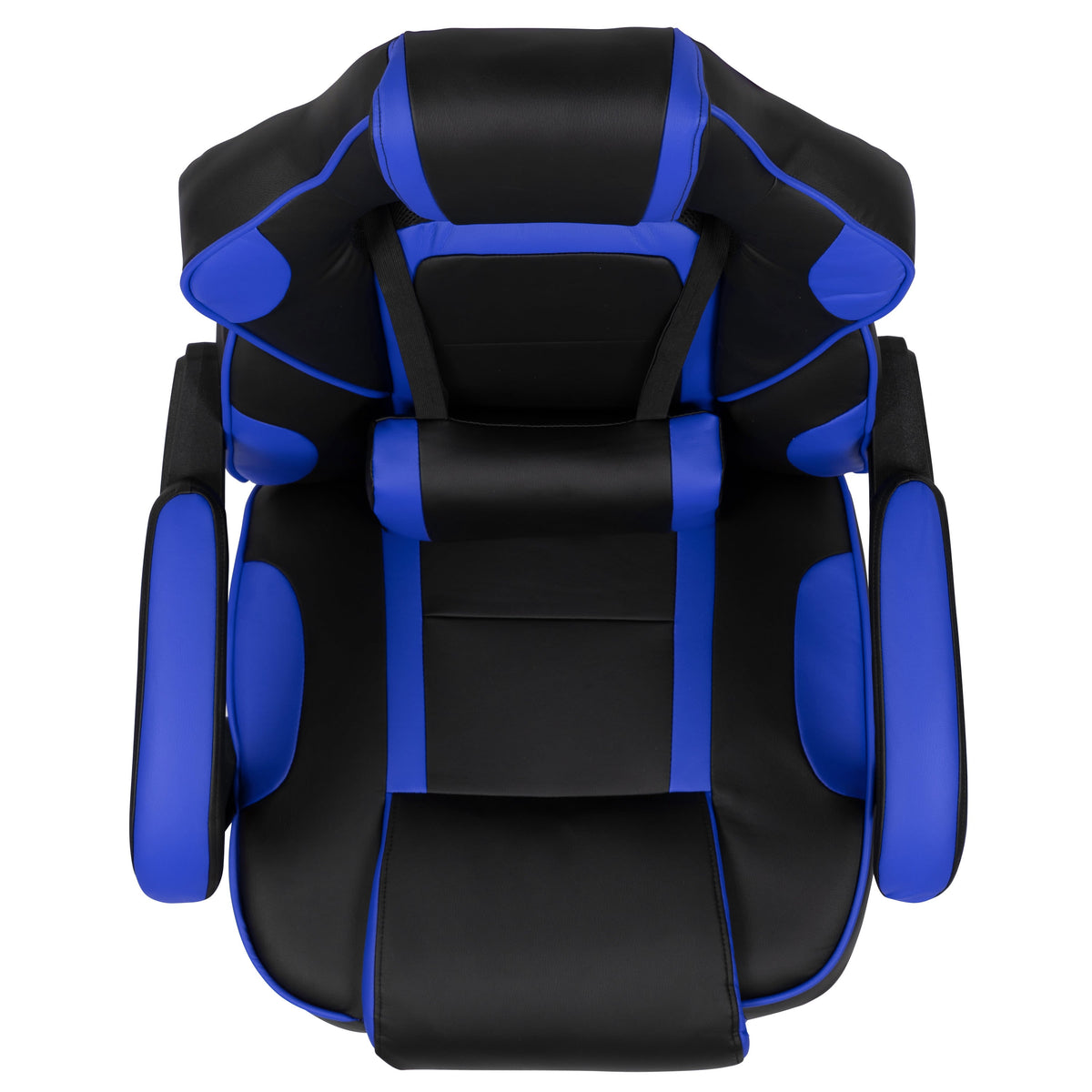 Black with Blue Trim |#| Black/Blue Ergonomic Gaming Chair -Recline Back/Arms, Footrest, Massaging Lumbar